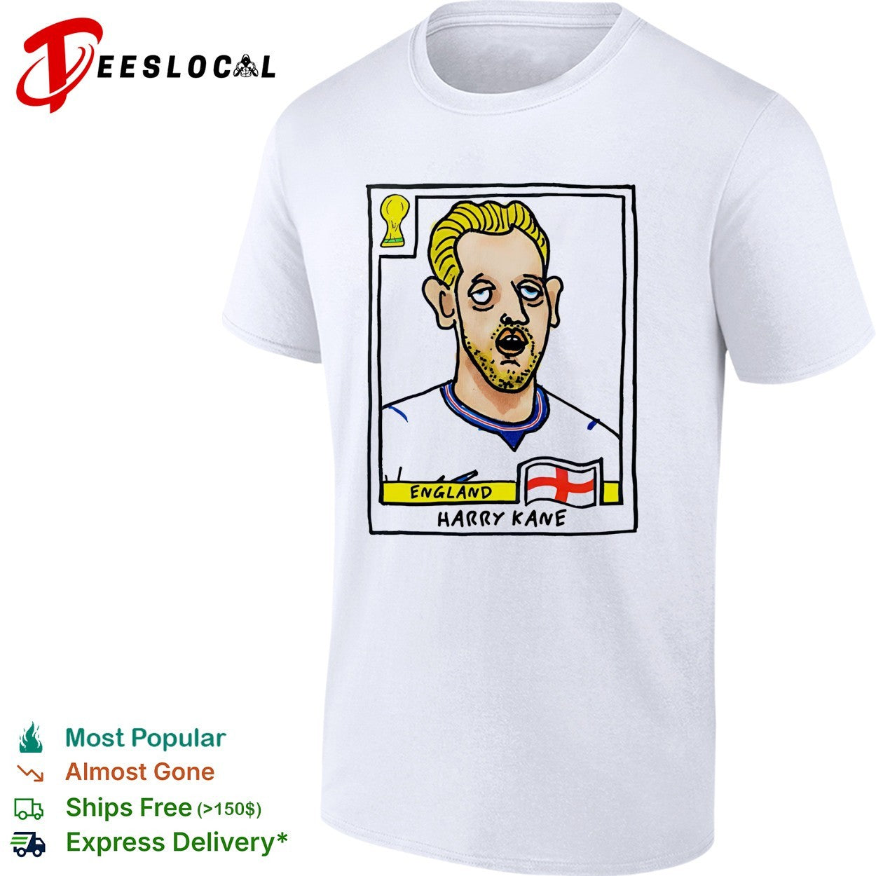 Harry Kane caricature football trading card England shirt