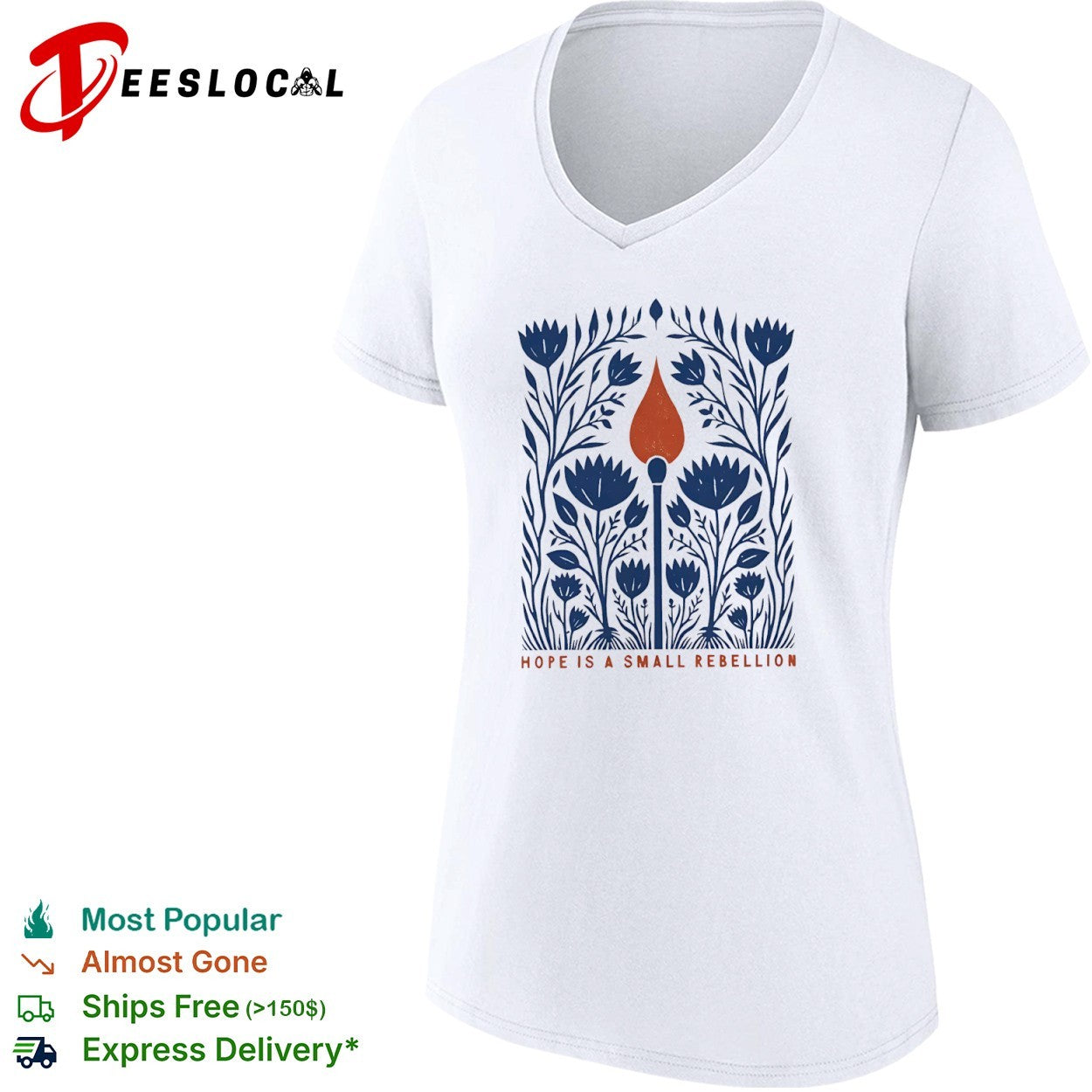 Hope is a Small Rebellion Match Floral Folk Art Botanical Botanical shirt