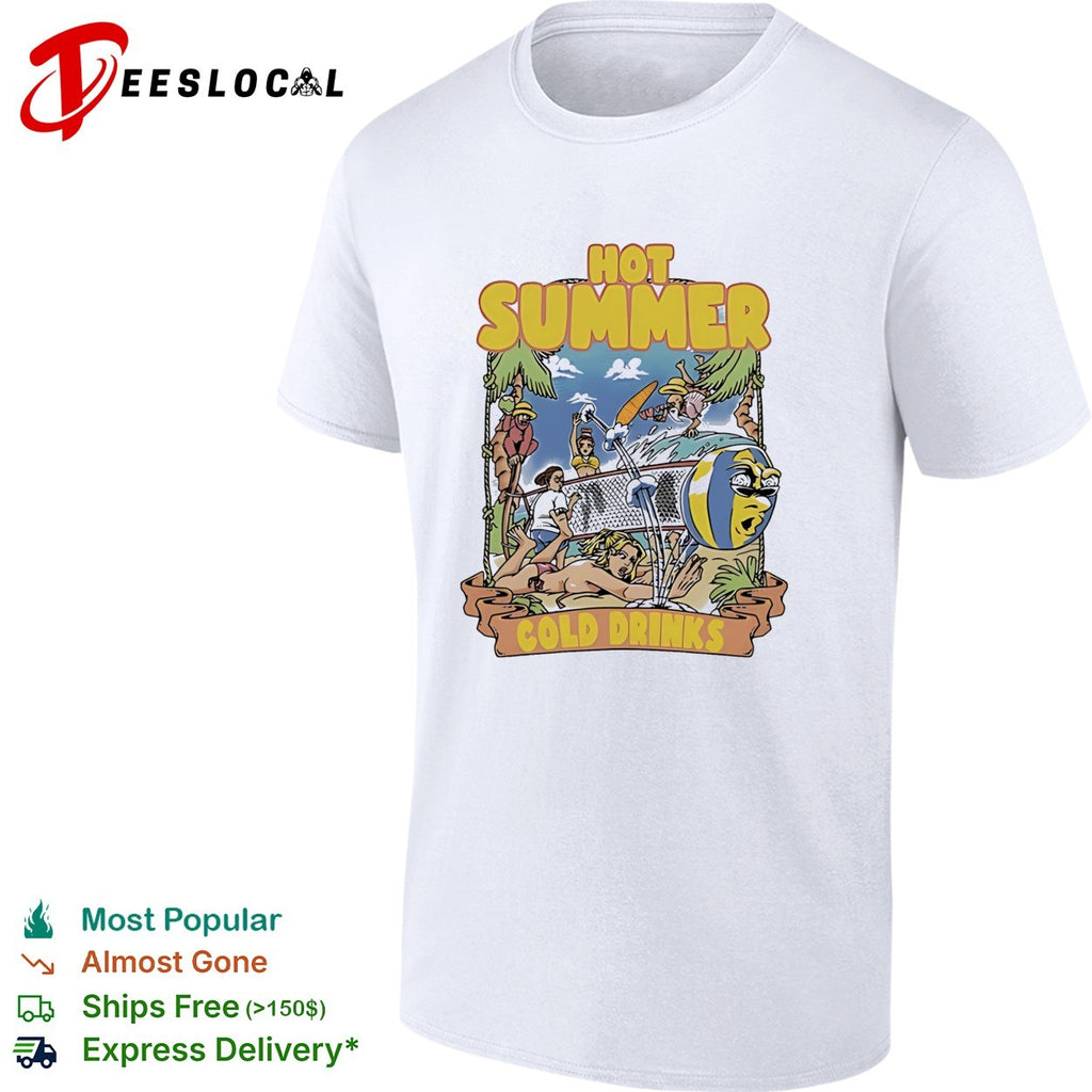 summer cold drinks beach volleyball vintage shirt