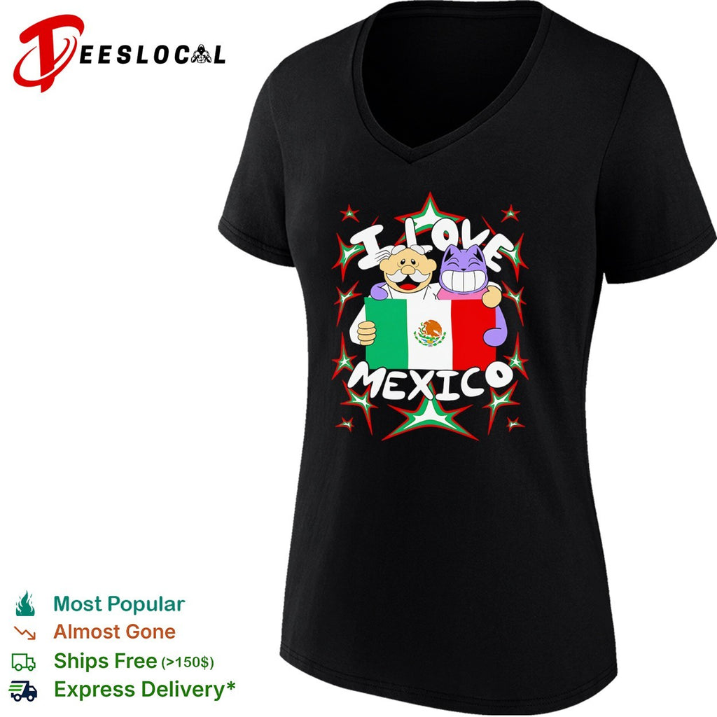 I Love Mexico flag cartoon shirt