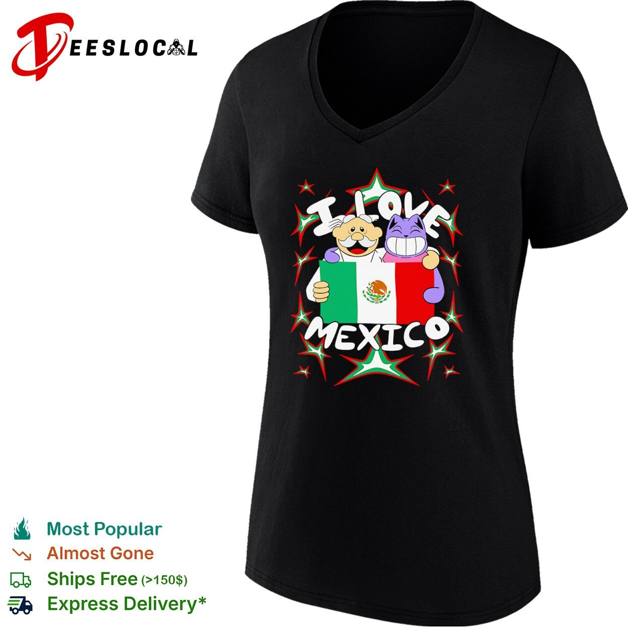 I Love Mexico flag cartoon shirt
