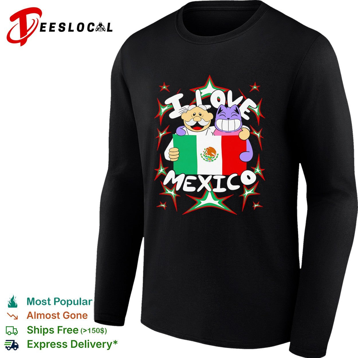 I Love Mexico flag cartoon shirt