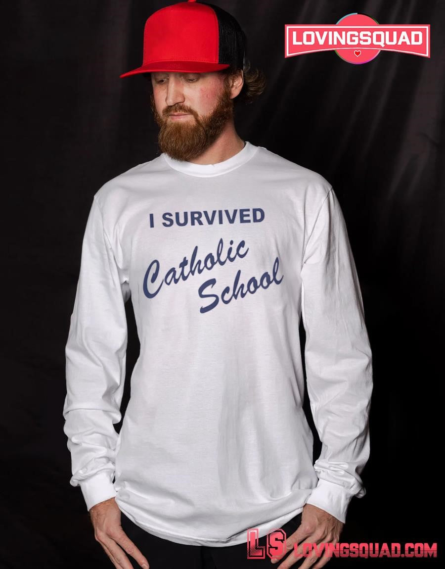 I Survived Catholic School Text Shirt