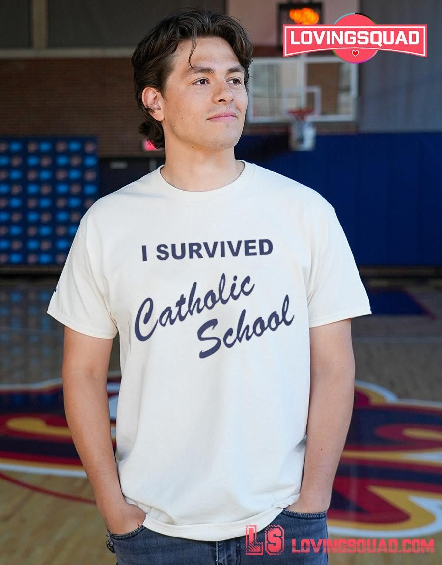 I Survived Catholic School Text Shirt