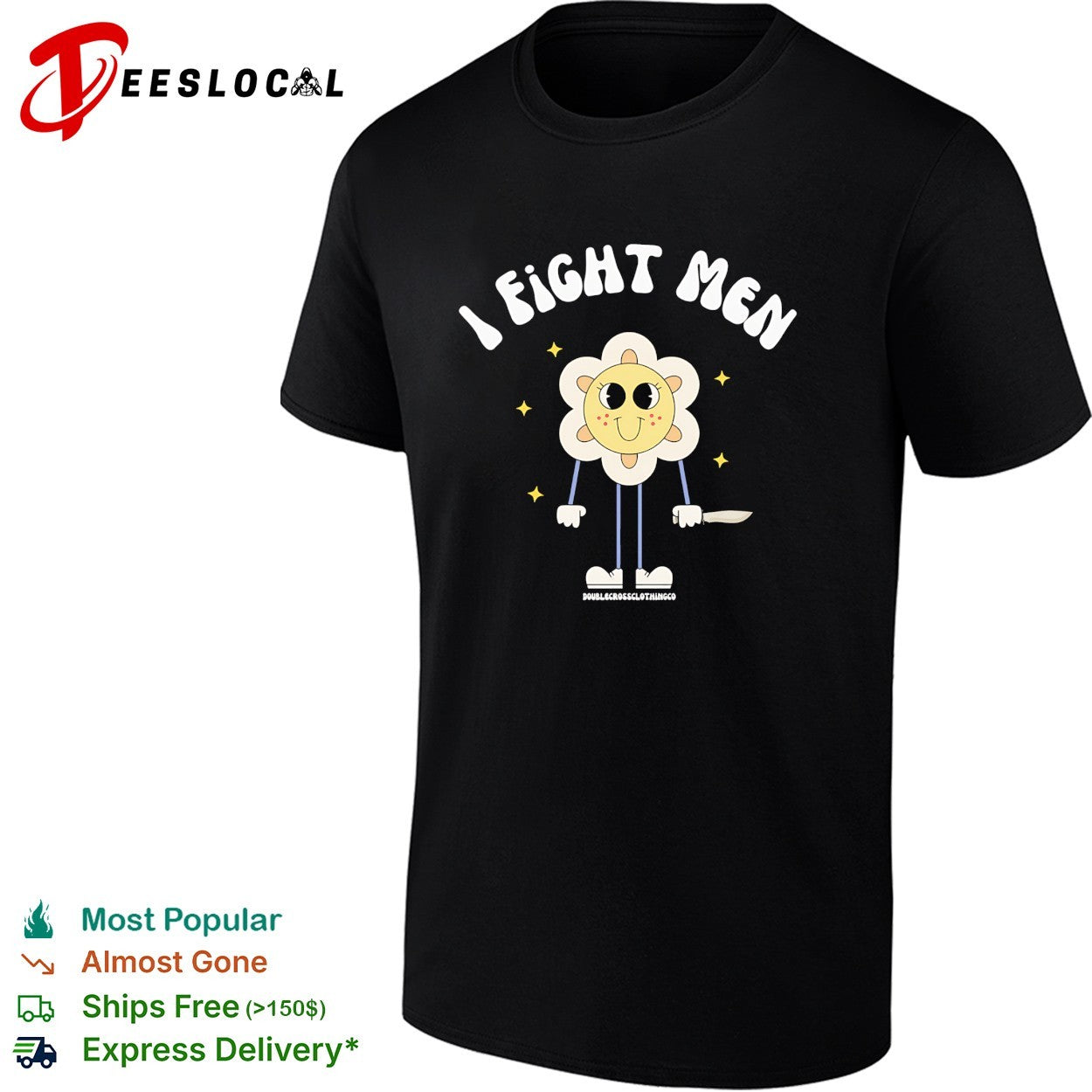 I fight men cute flower girl holding knife shirt