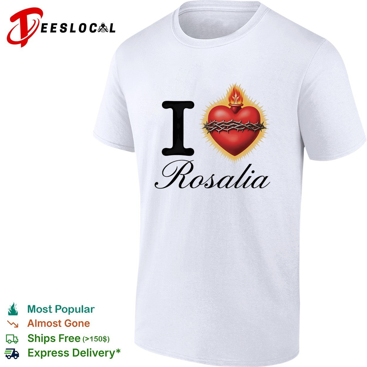 I love Rosalia sacred heart with thorns and fire shirt