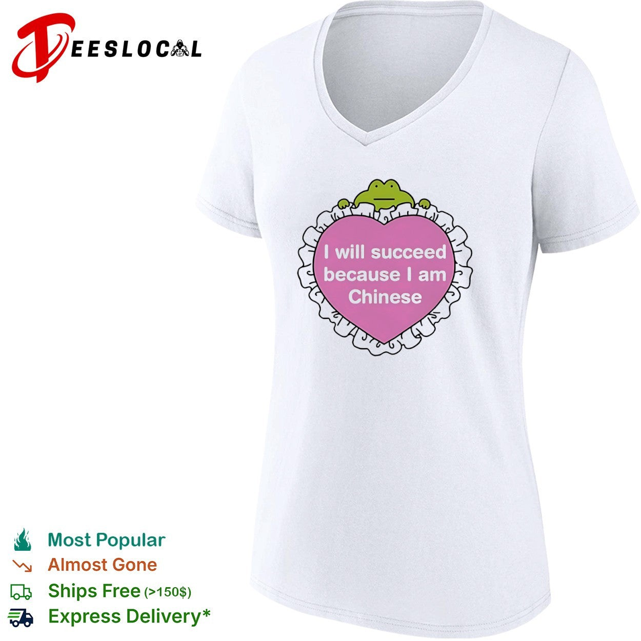 I will succeed because I am Chinese frog heart shirt