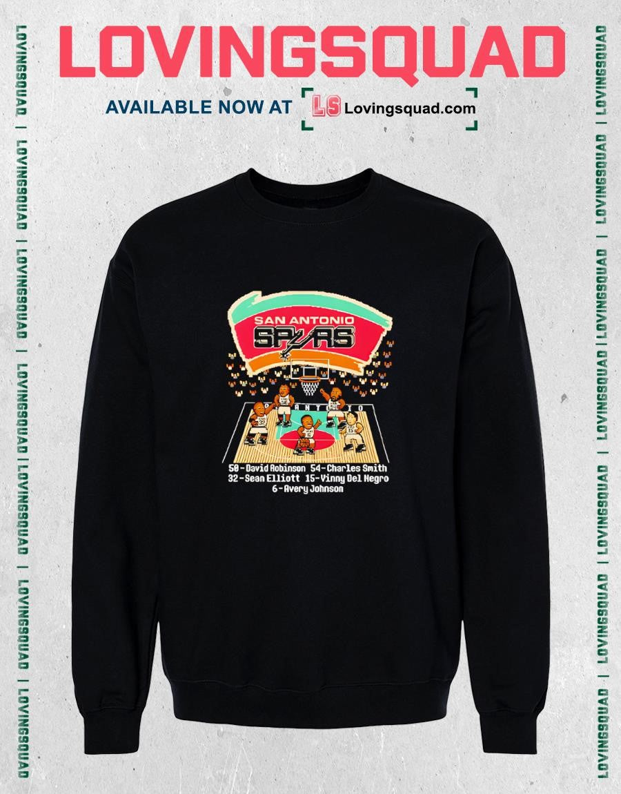 San Antonio Spurs David Robinson Charles Smith Sean Elliott Vinny Del Negro Avery Johnson Shirt