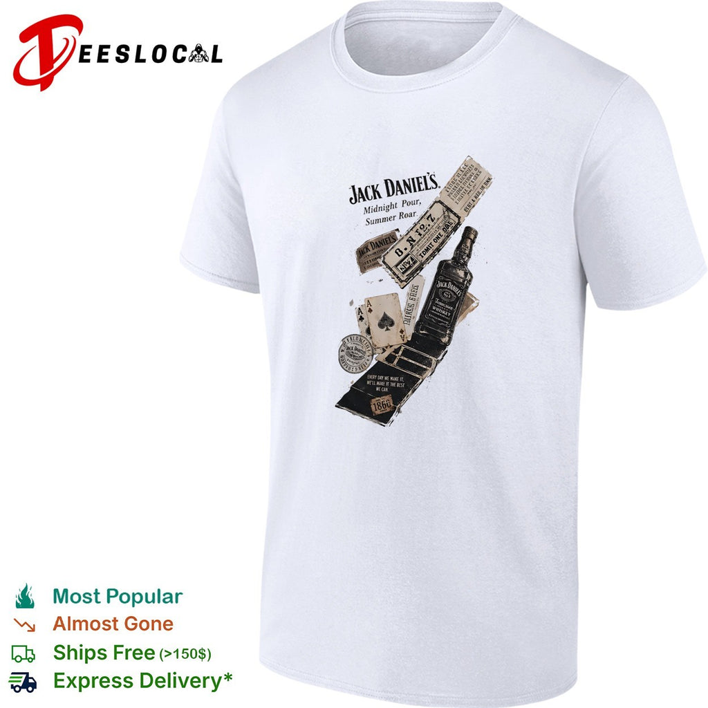 Jack Daniel’s midnight pour summer roar Old No 7 1866 playing cards shirt