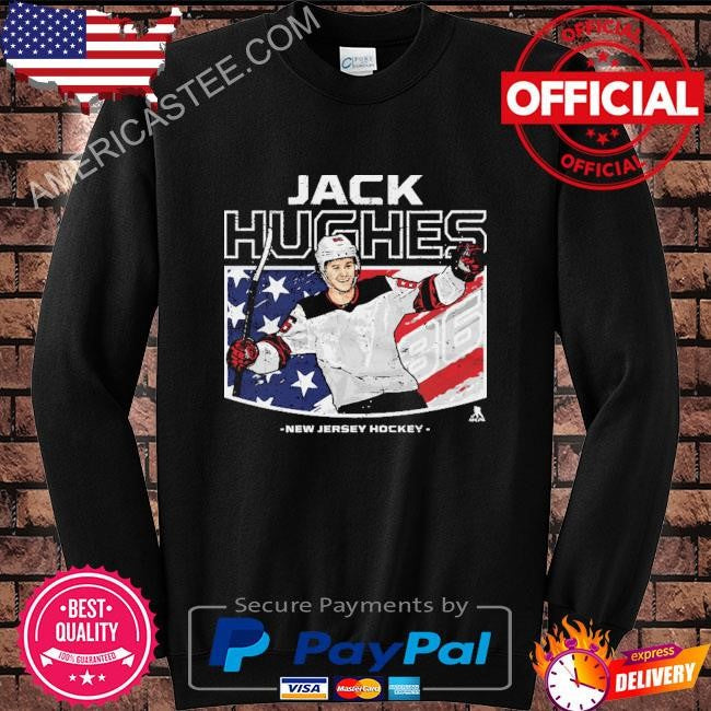 Jack hughes new jersey American flag shirt