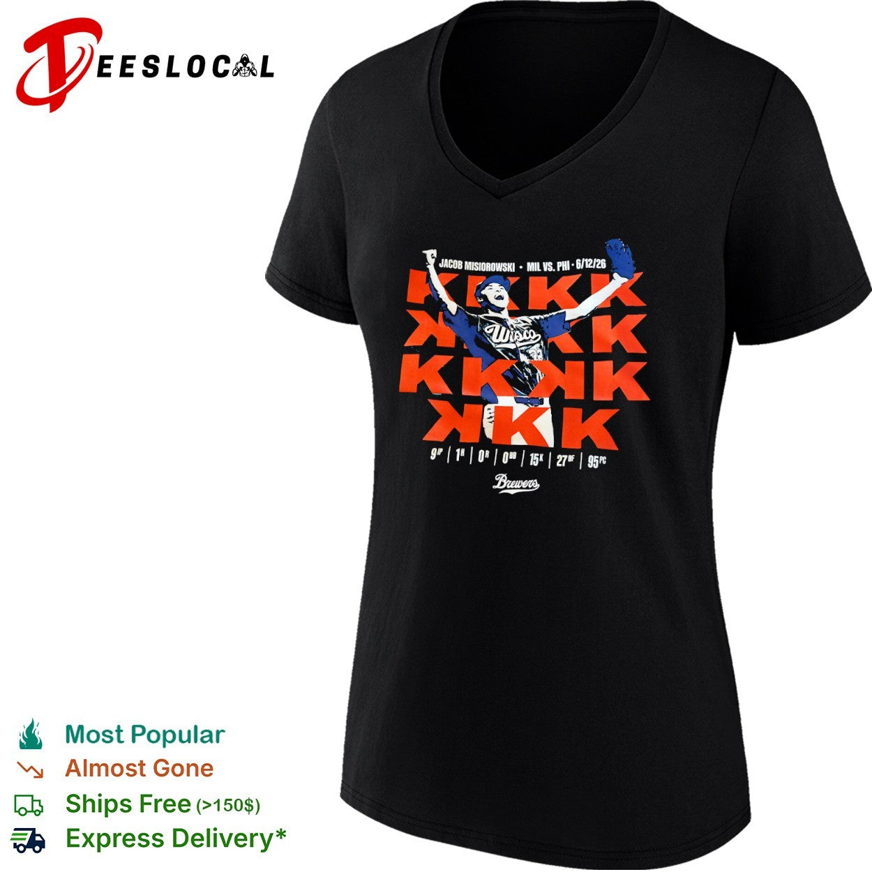 Jacob Misiorowski Brewers Wisco pitcher MIL vs PHI shirt