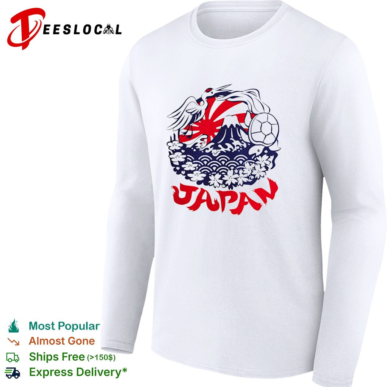 Japan Mt Fuji Crane Turtle Sakura Floral Rising Sun Symbolism shirt