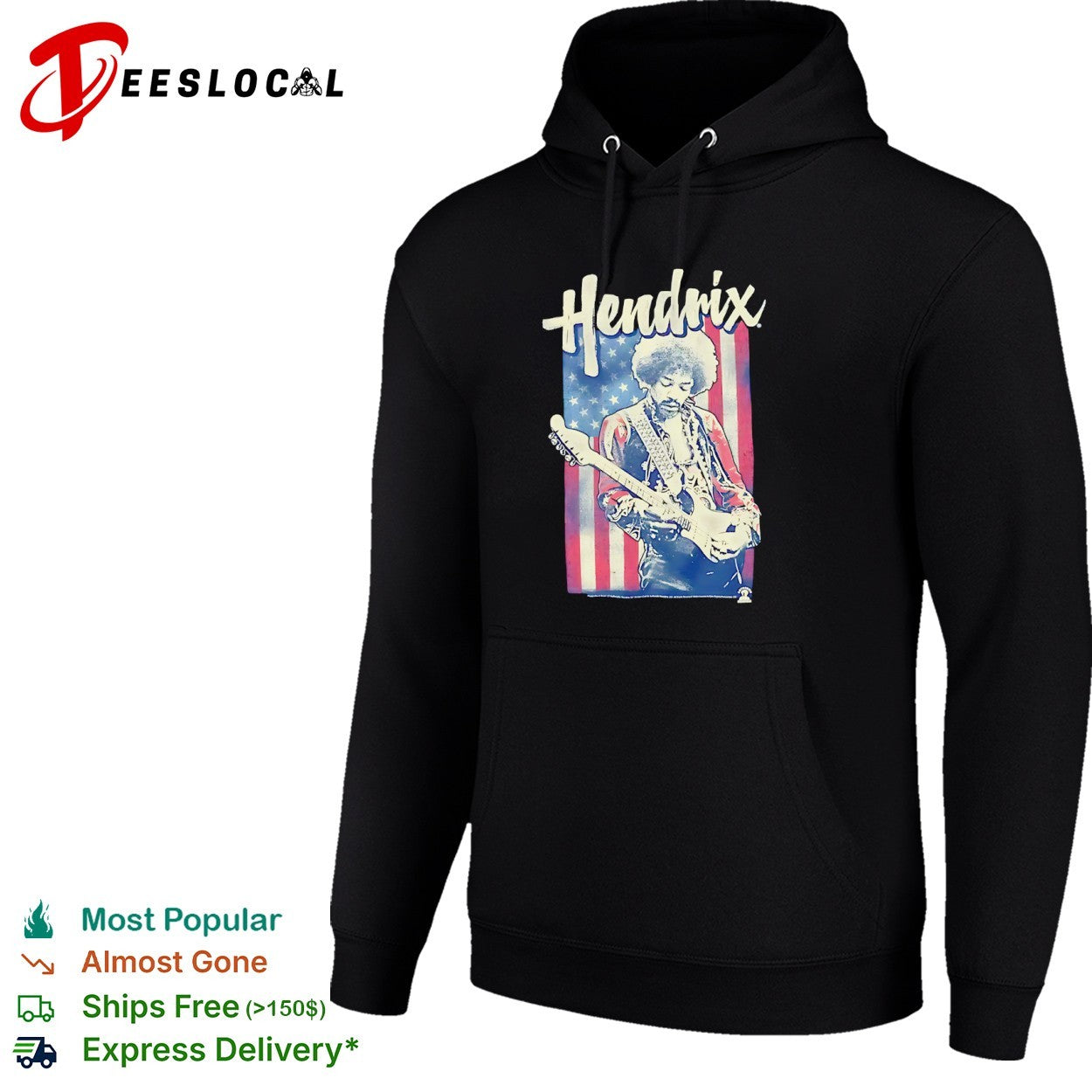 Jimi Hendrix guitar flag shirt