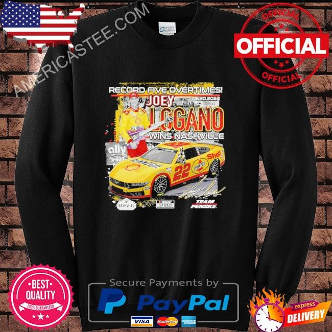 Joey logano Record five overtimes 2024 ally 400 race winner checkered flag sports shirt