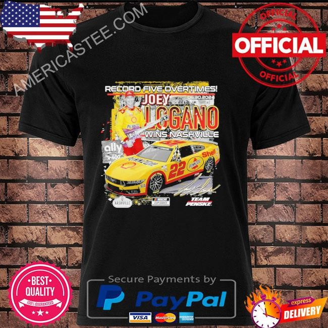 Joey logano Record five overtimes 2024 ally 400 race winner checkered flag sports shirt