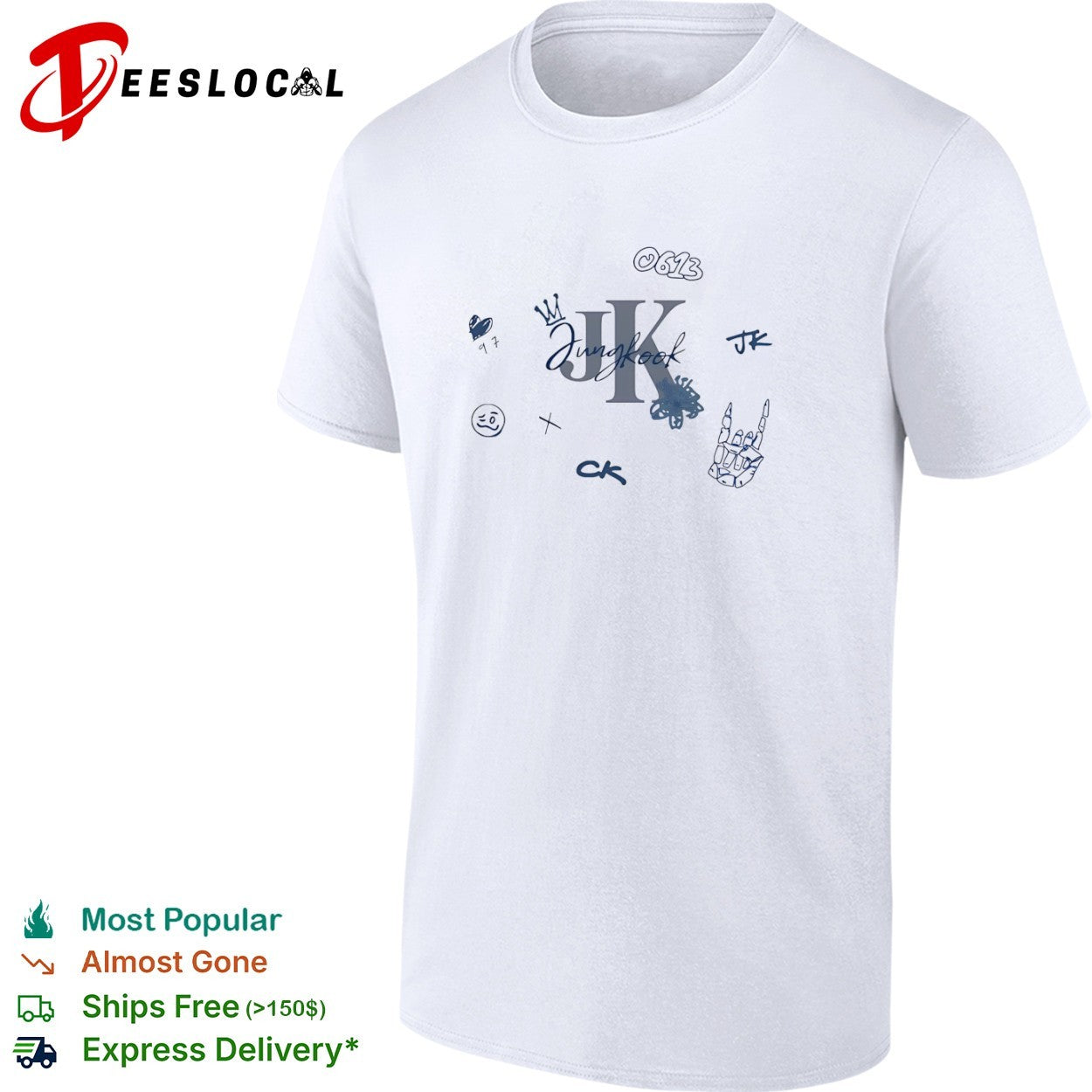 Jungkook BTS 0613 JK Crown Heart 97 Skeleton shirt