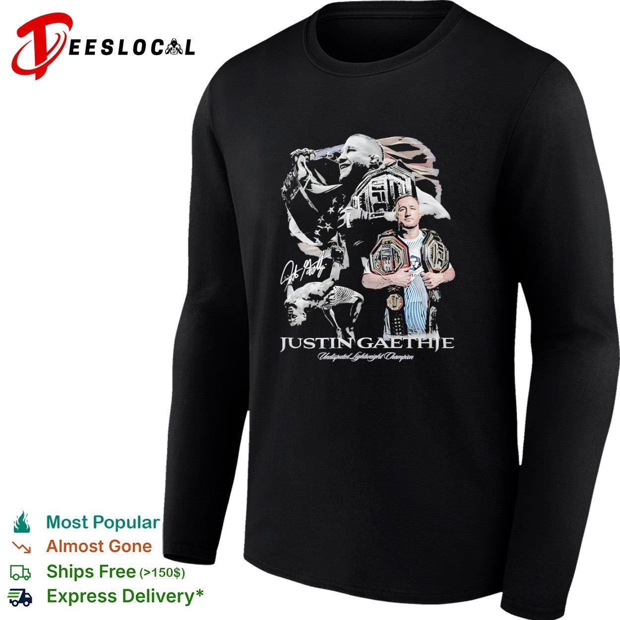 Justin Gaethje UFC Undisputed Lightweight Champion signature shirt