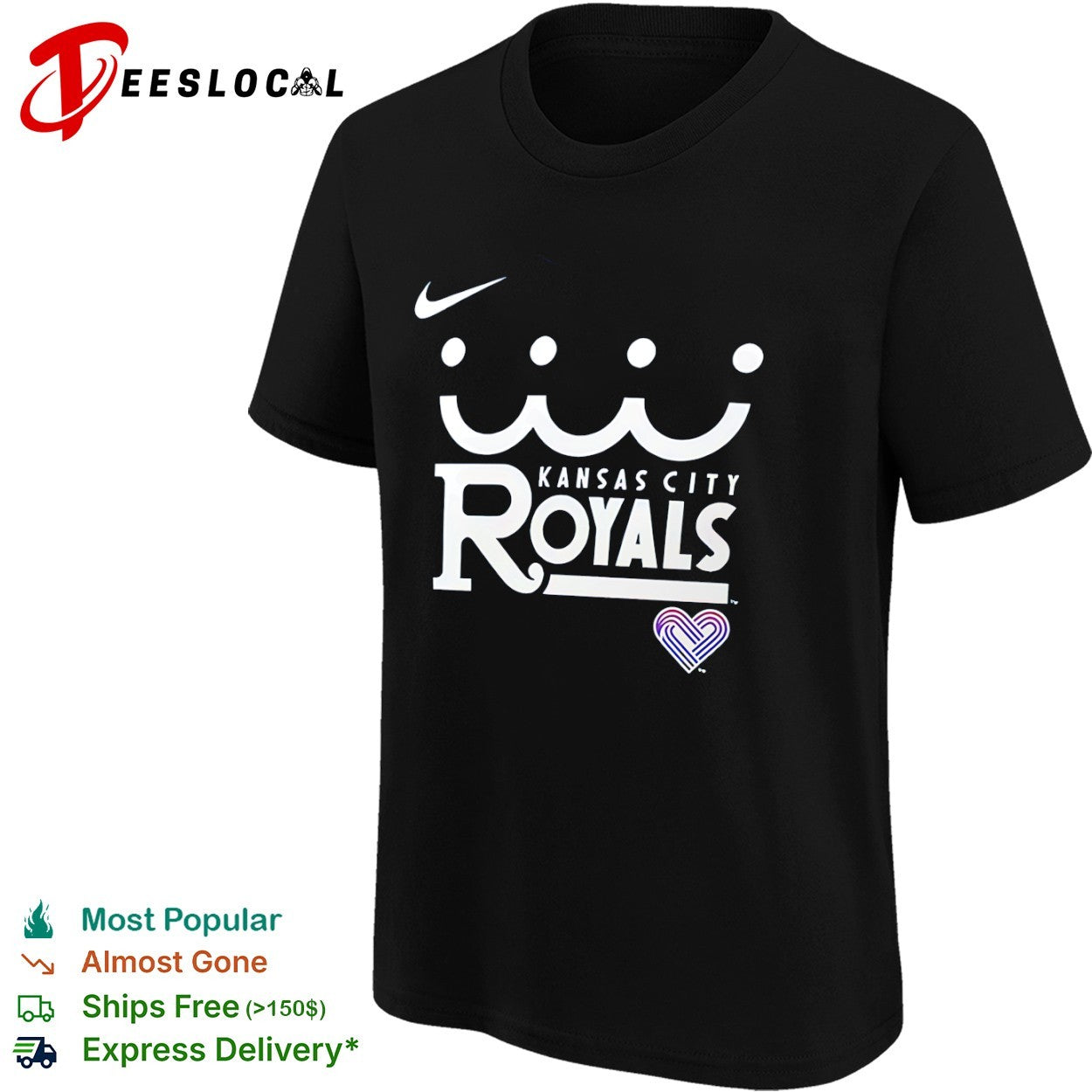 Kansas City Royals Logo and Heart MLB Shirt