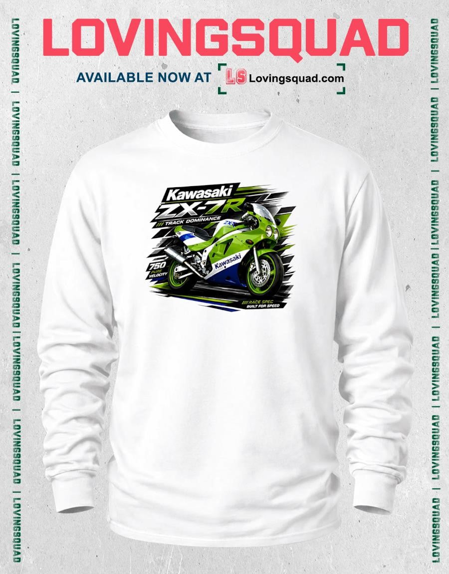 Kawasaki ZX-7R track dominance motorcycle shirt