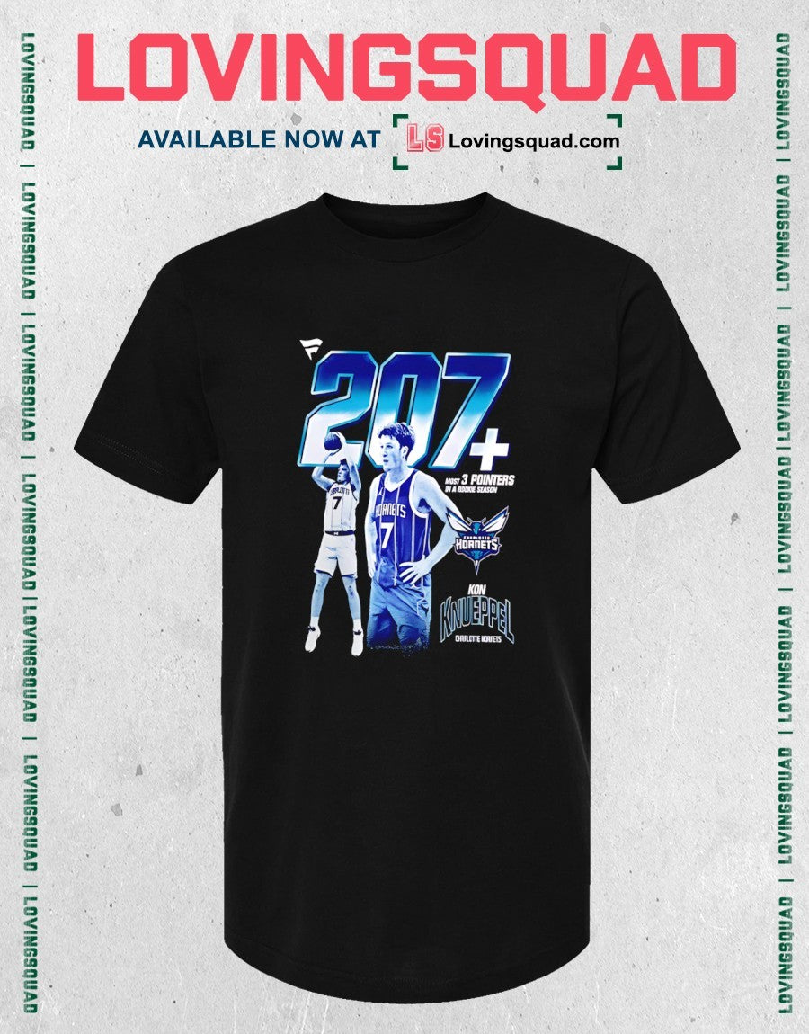 Kon Knueppel Charlotte Hornets Most 3 Pointers in a Rookie Season Milestone Shirt