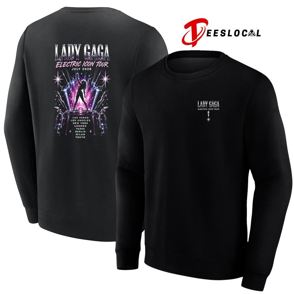 Lady Gaga Electric Icon tour cities graphic shirt