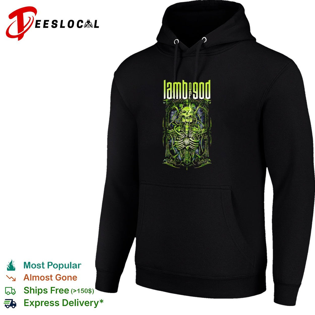 Lamb of God biomechanical skeleton toxic skull band shirt