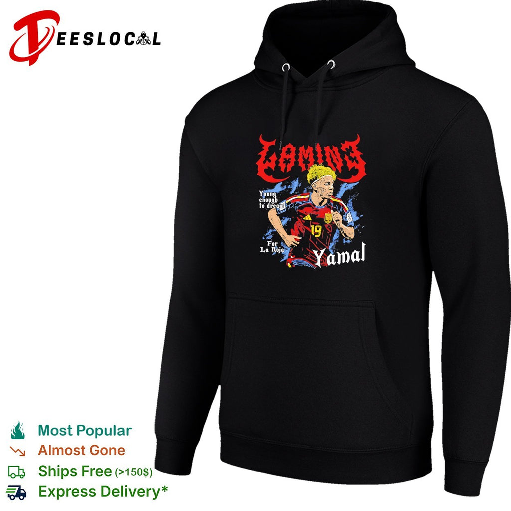 Lamine Yamal Spain La Roja 19 young enough to dream heavy metal lettering shirt
