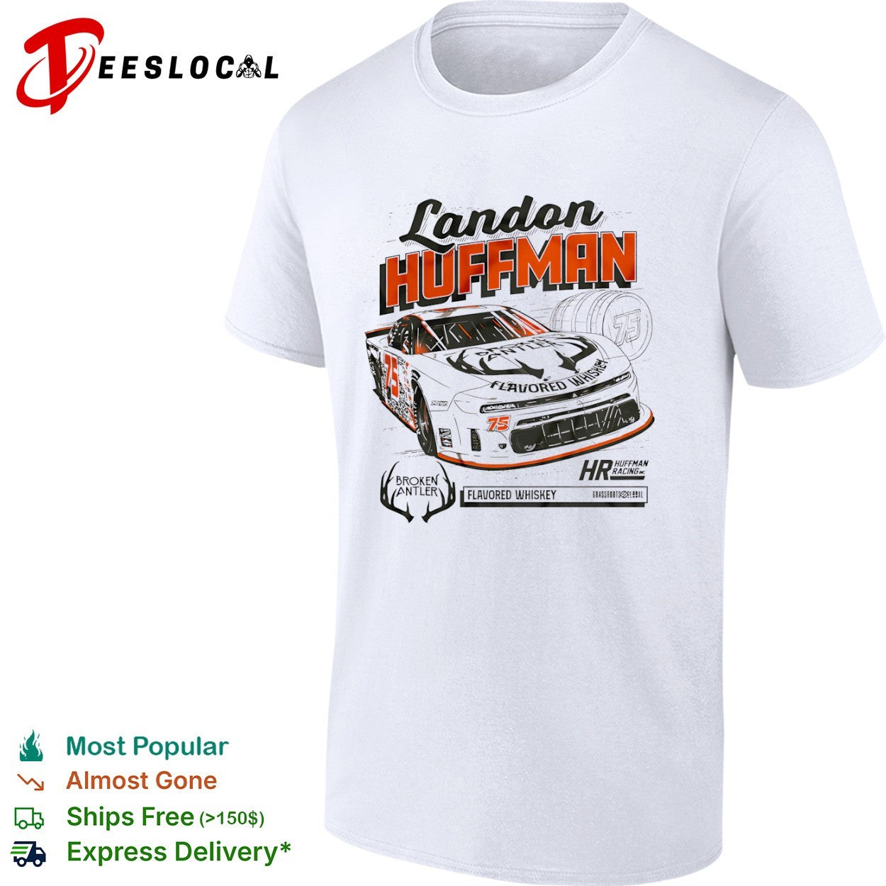 Landon Huffman Broken Antler Flavored Whiskey 75 Huffman Racing Grassroots Global shirt