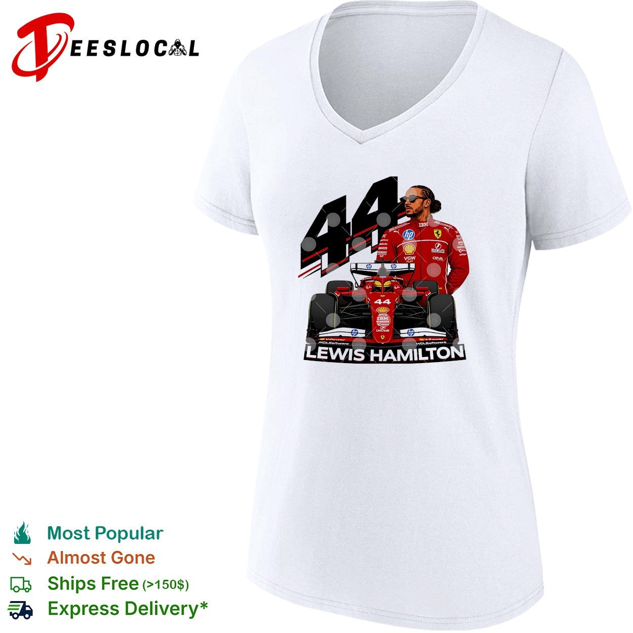 Lewis Hamilton Ferrari F1 number 44 shirt