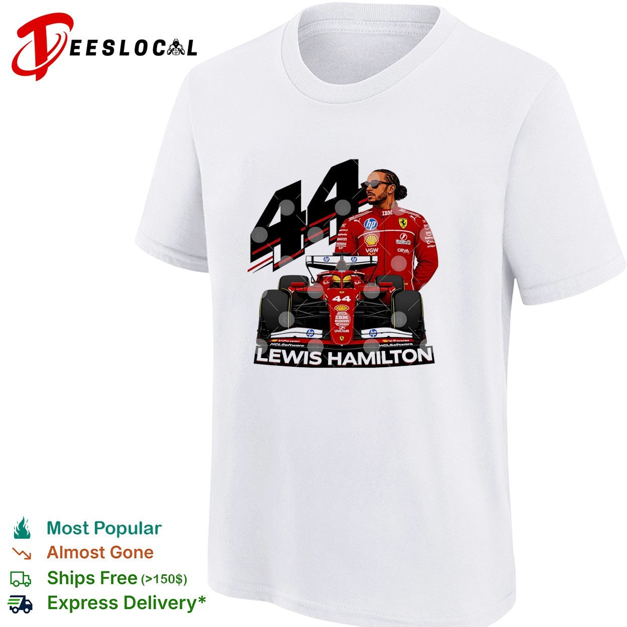 Lewis Hamilton Ferrari F1 number 44 shirt