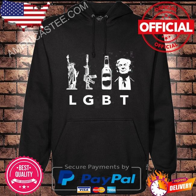 Liberty guns beer & Trump lgbt offensive biker humor Donald Trump flag shirt