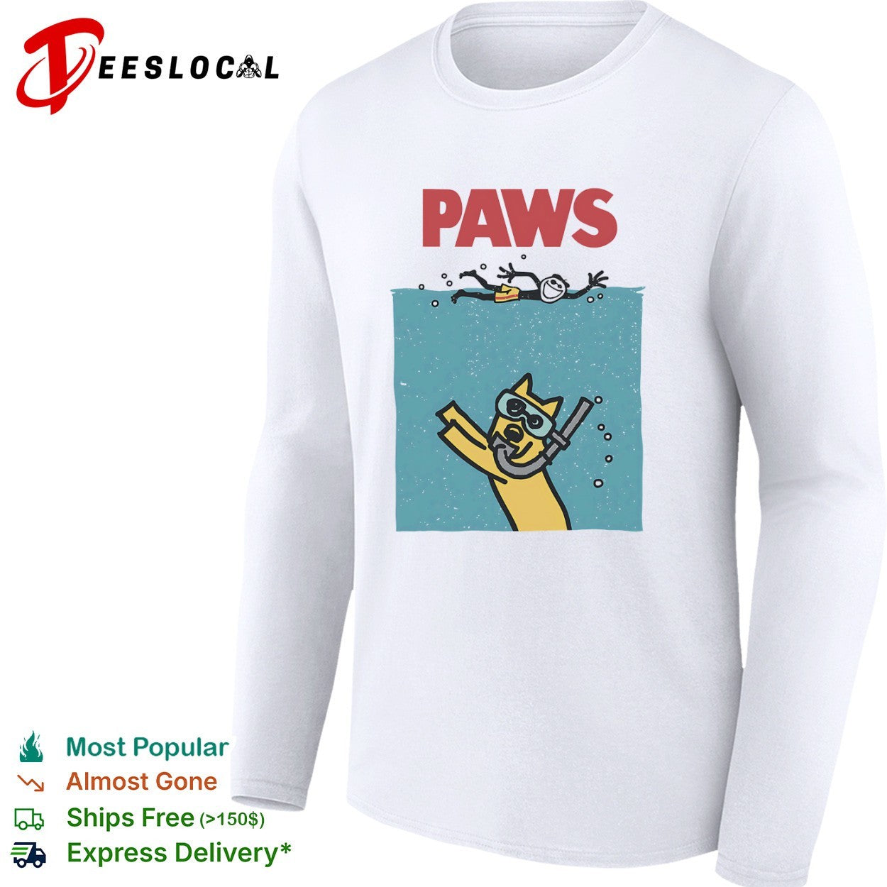 Life Is Good scuba dog paws shirt