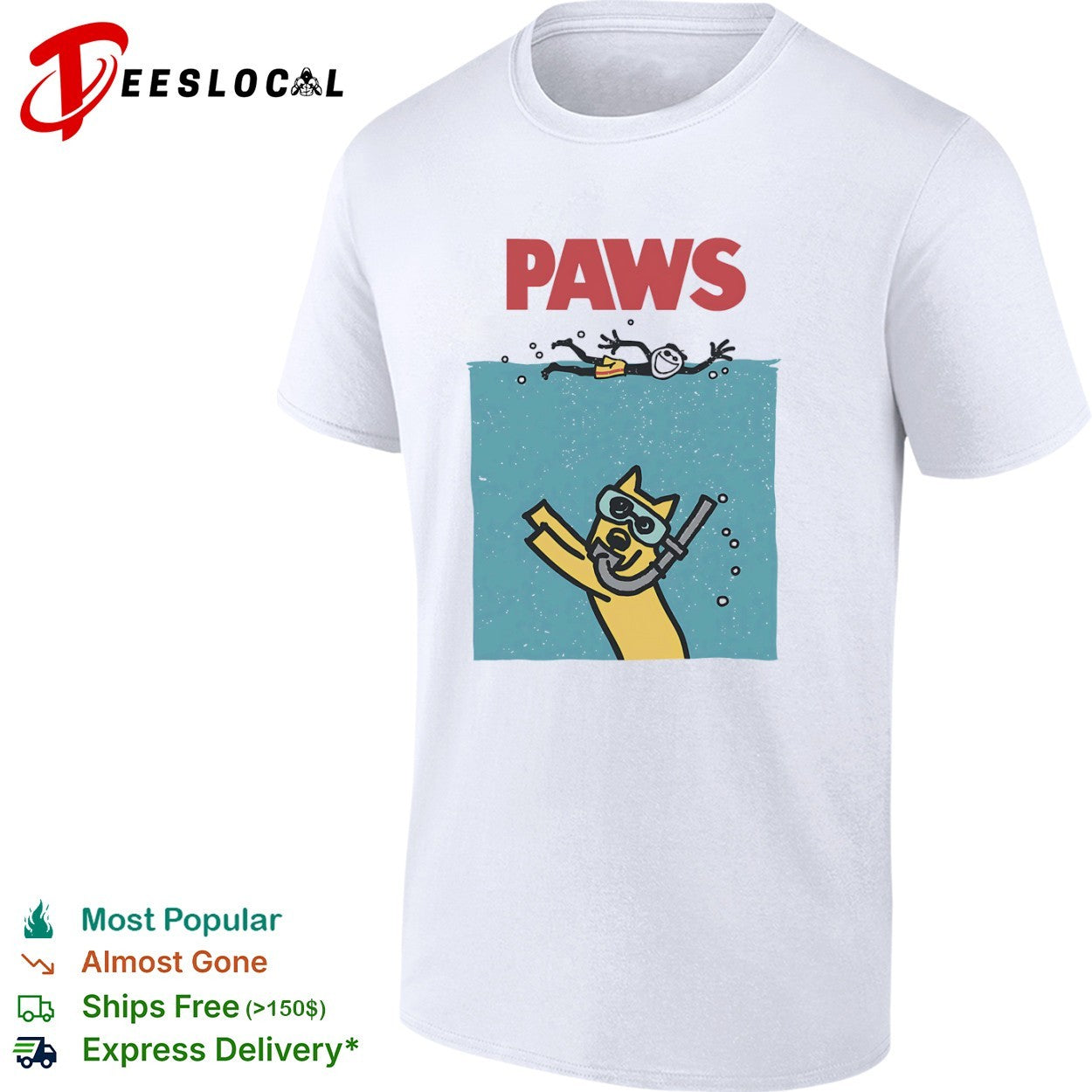 Life Is Good scuba dog paws shirt