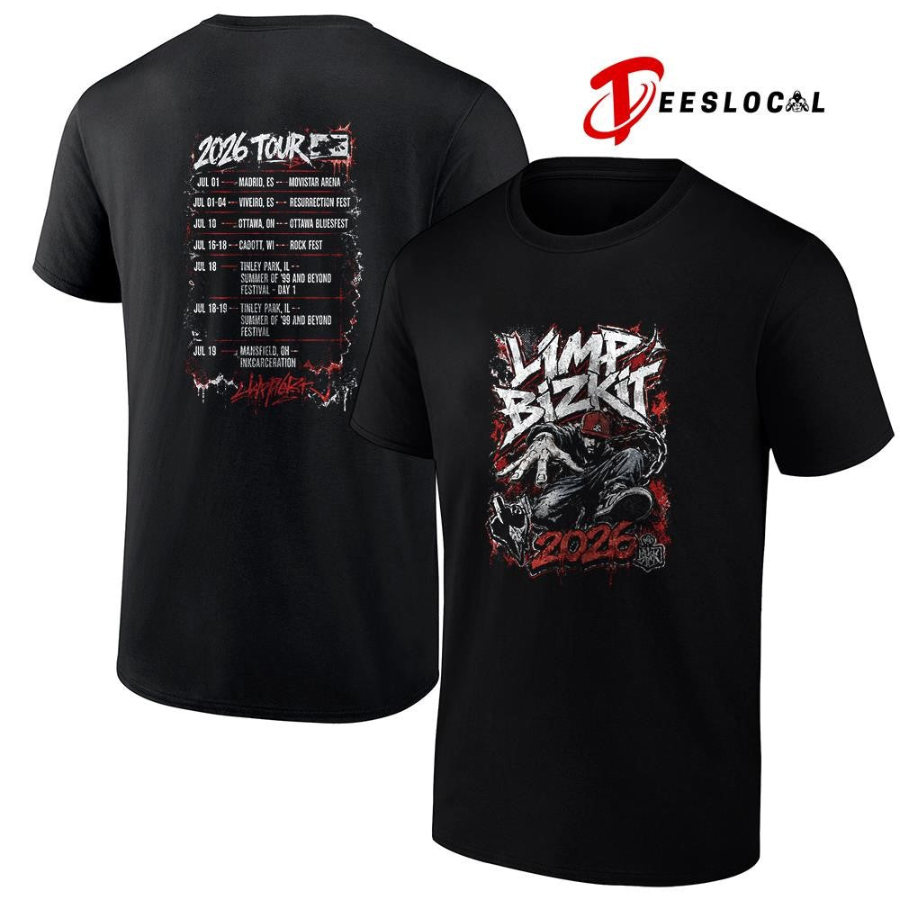 Limp Bizkit 2026 tour dates schedule graphic shirt