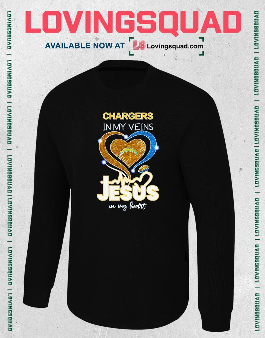 Los Angeles Chargers in my Veins Jesus in my Heart Diamond Shirt