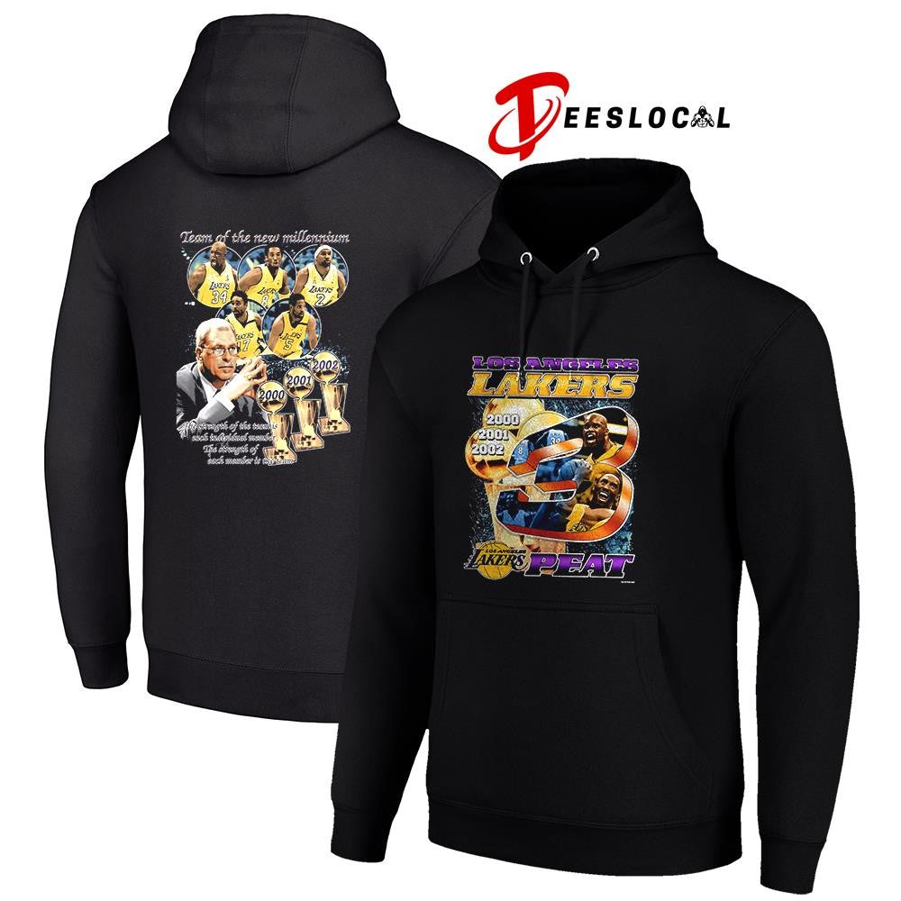 Los Angeles Lakers Kobe Bryant x Shaquille O’Neal 3 peat team of the new millennium shirt