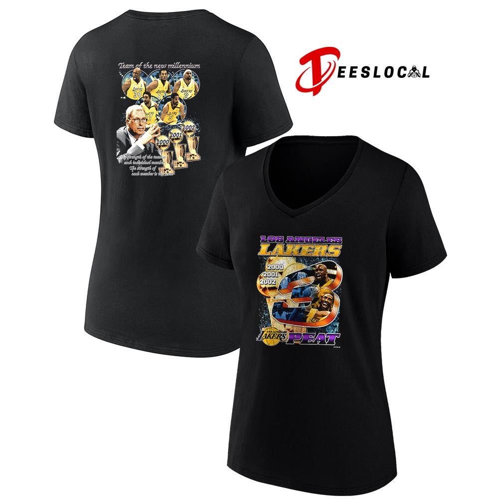 Los Angeles Lakers Kobe Bryant x Shaquille O’Neal 3 peat team of the new millennium shirt