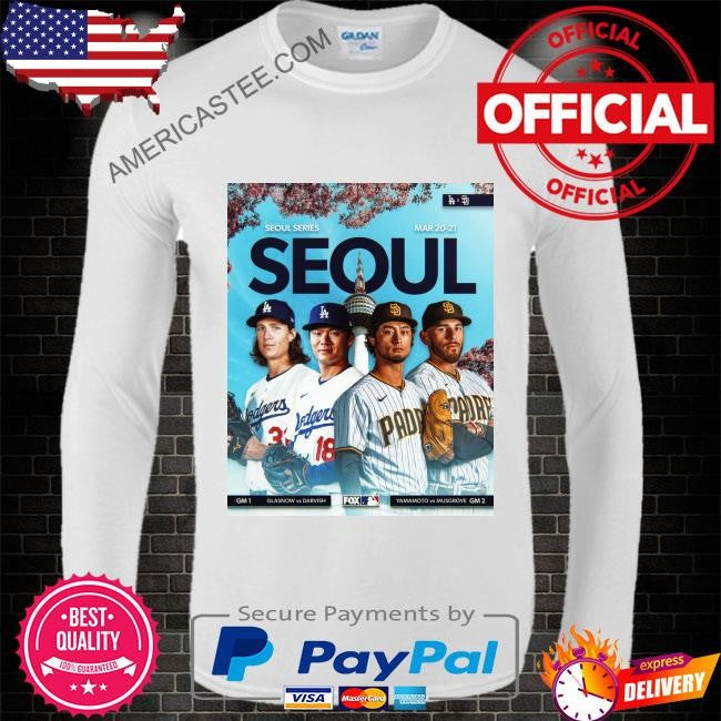 Los angeles dodgers take on the san diego padres in the seoul series shirt
