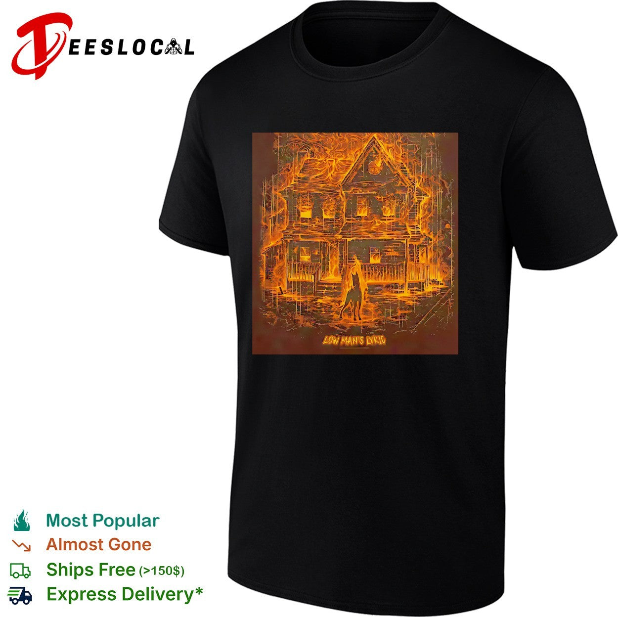 Low man’s lyric burning house horse shirt