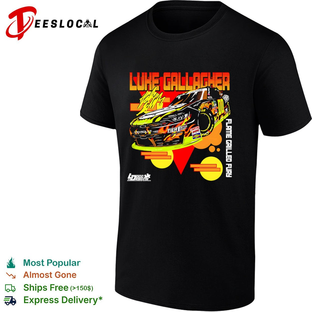 Luke Gallagher flame grilled fury racecar shirt