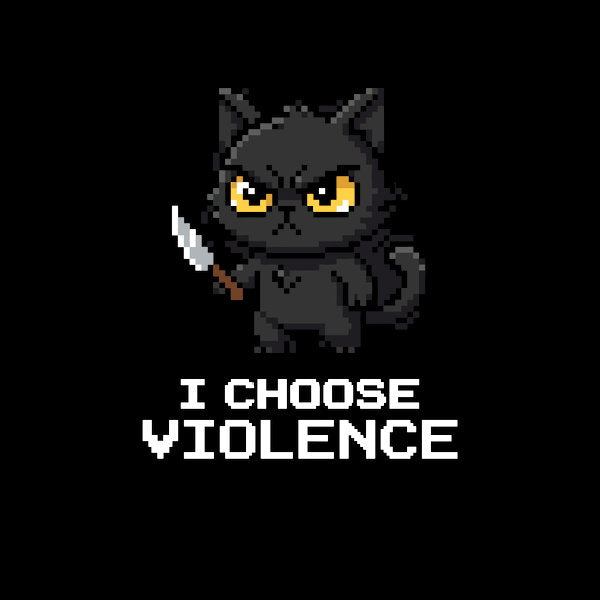 Mad Black Cat With Knife