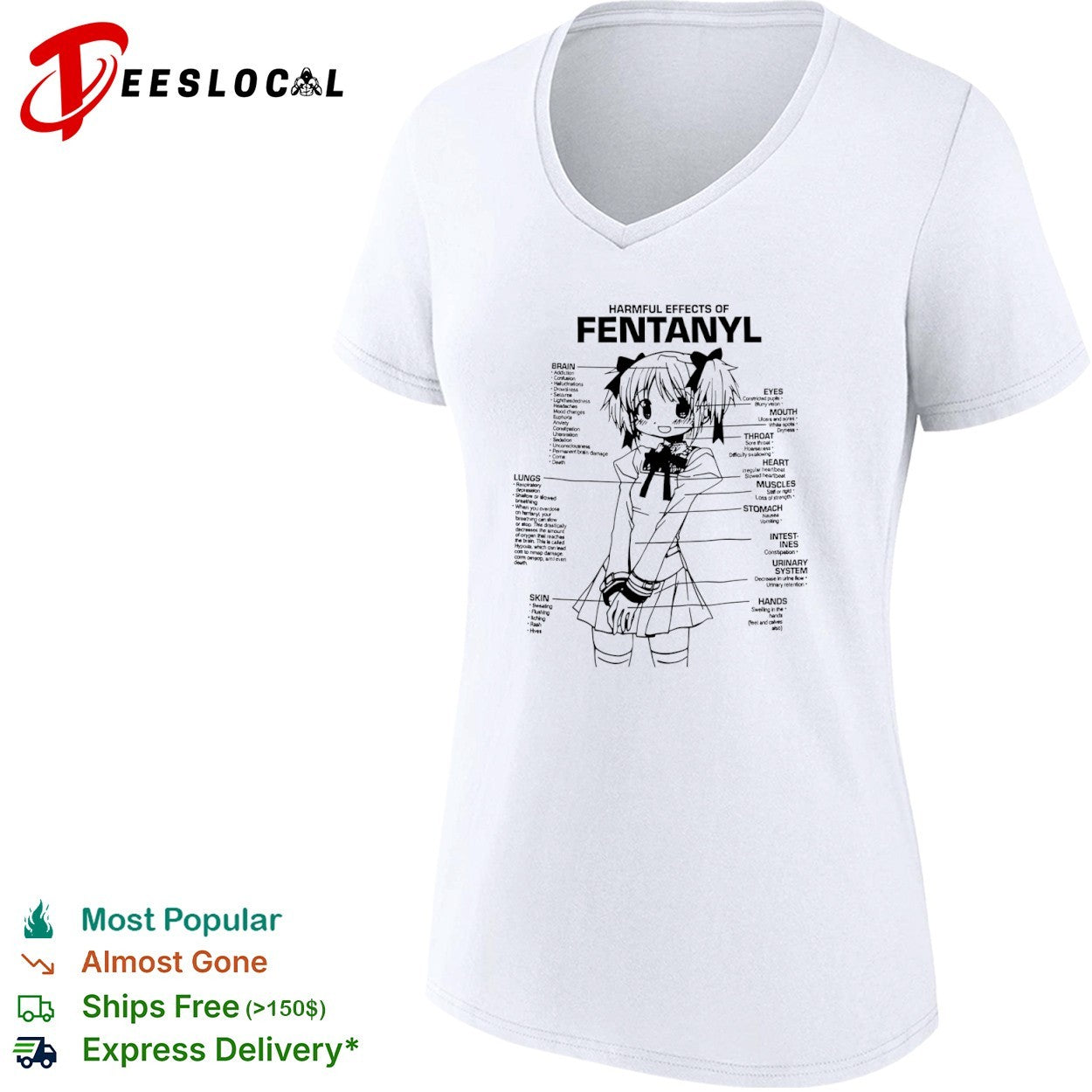 Madoka Kaname Harmful Effects of Fentanyl Anatomy Educational Anime shirt