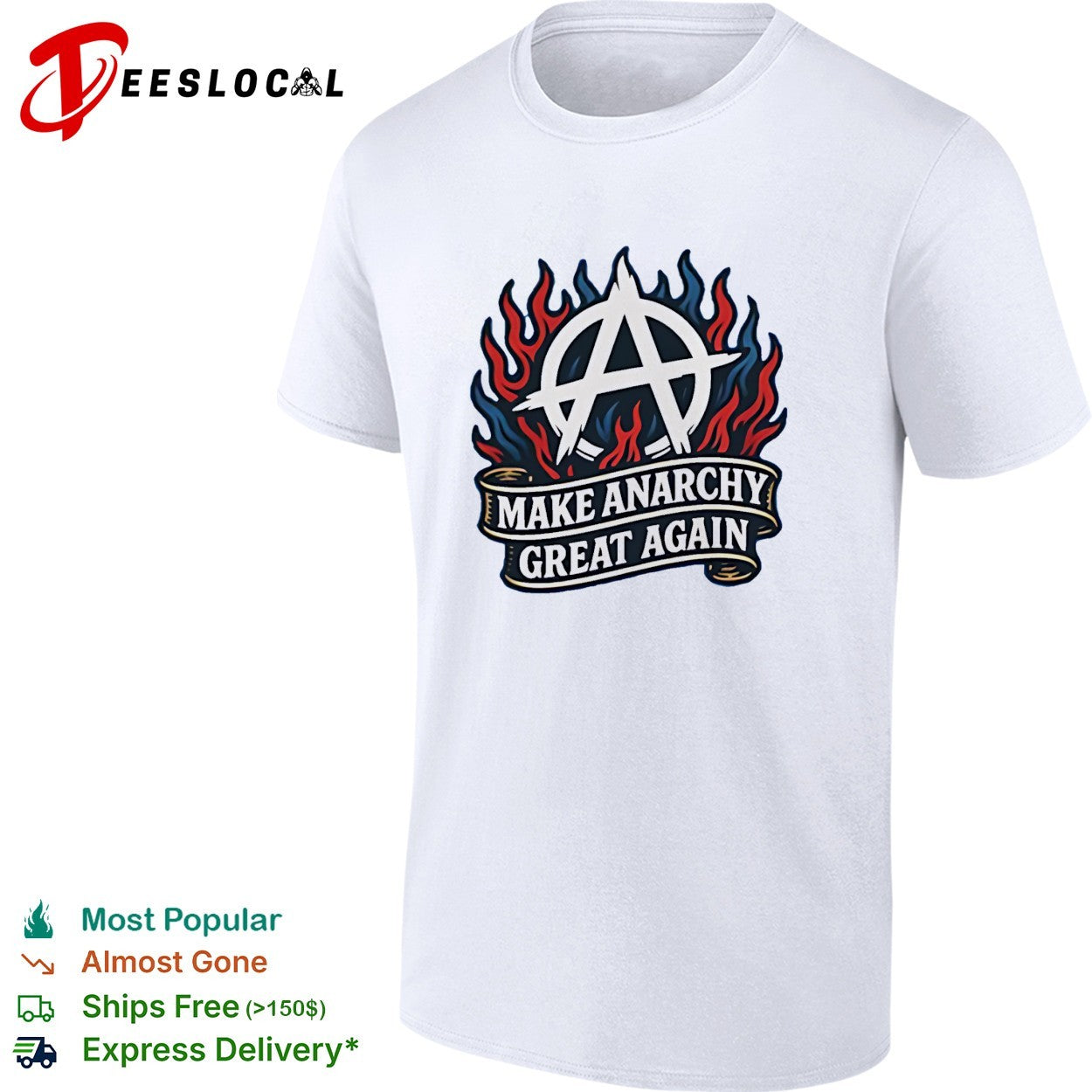 Make Anarchy Great Again anarchy symbol flames shirt