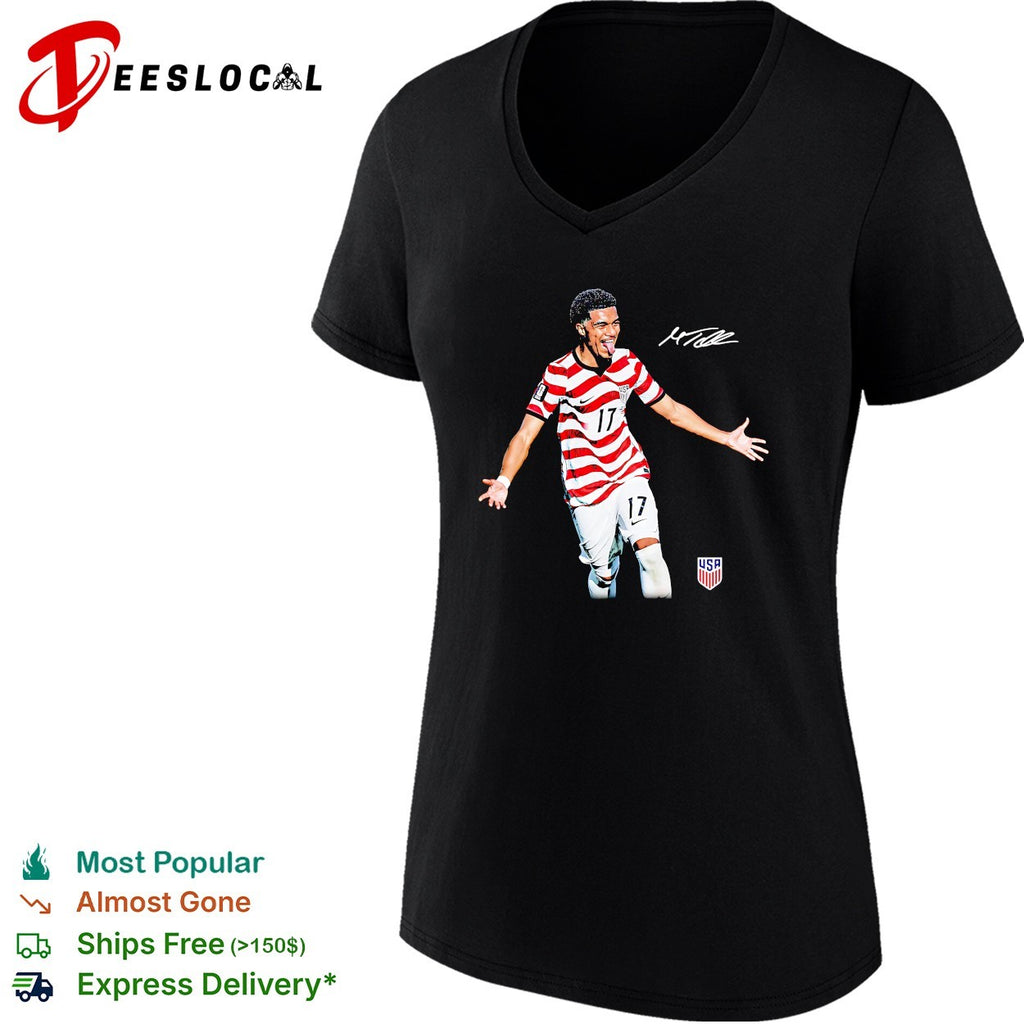 Malik Tillman US soccer number 17 running signature shirt