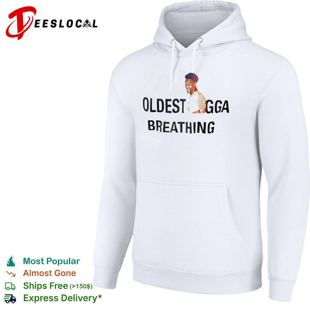 Man smiling oldest breathing shirt