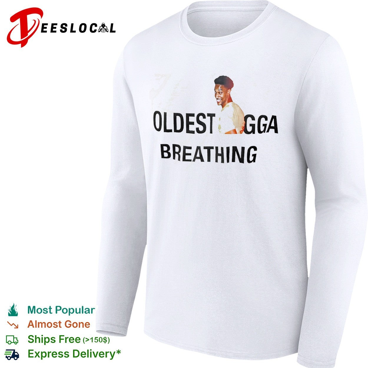 Man smiling oldest breathing shirt