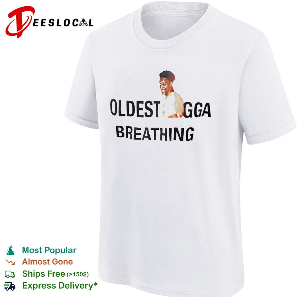 Man smiling oldest breathing shirt