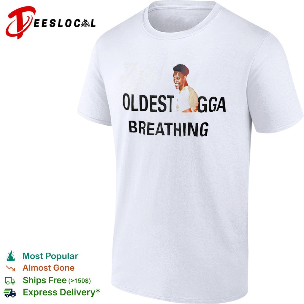 Man smiling oldest breathing shirt