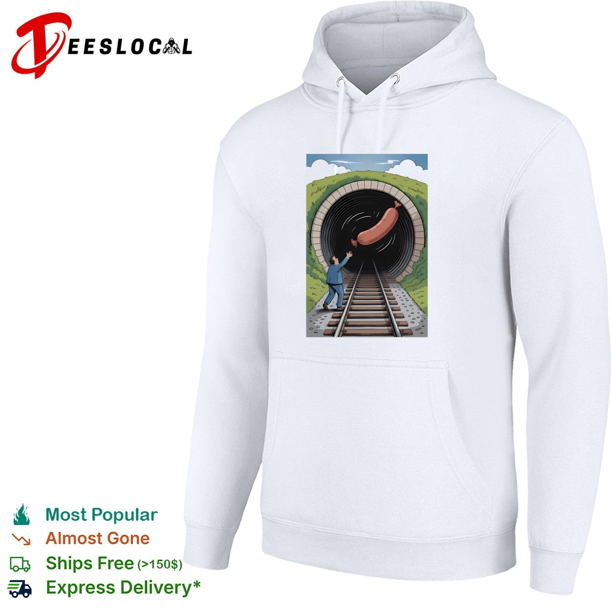 Man throwing sausage into tunnel innuendo shirt
