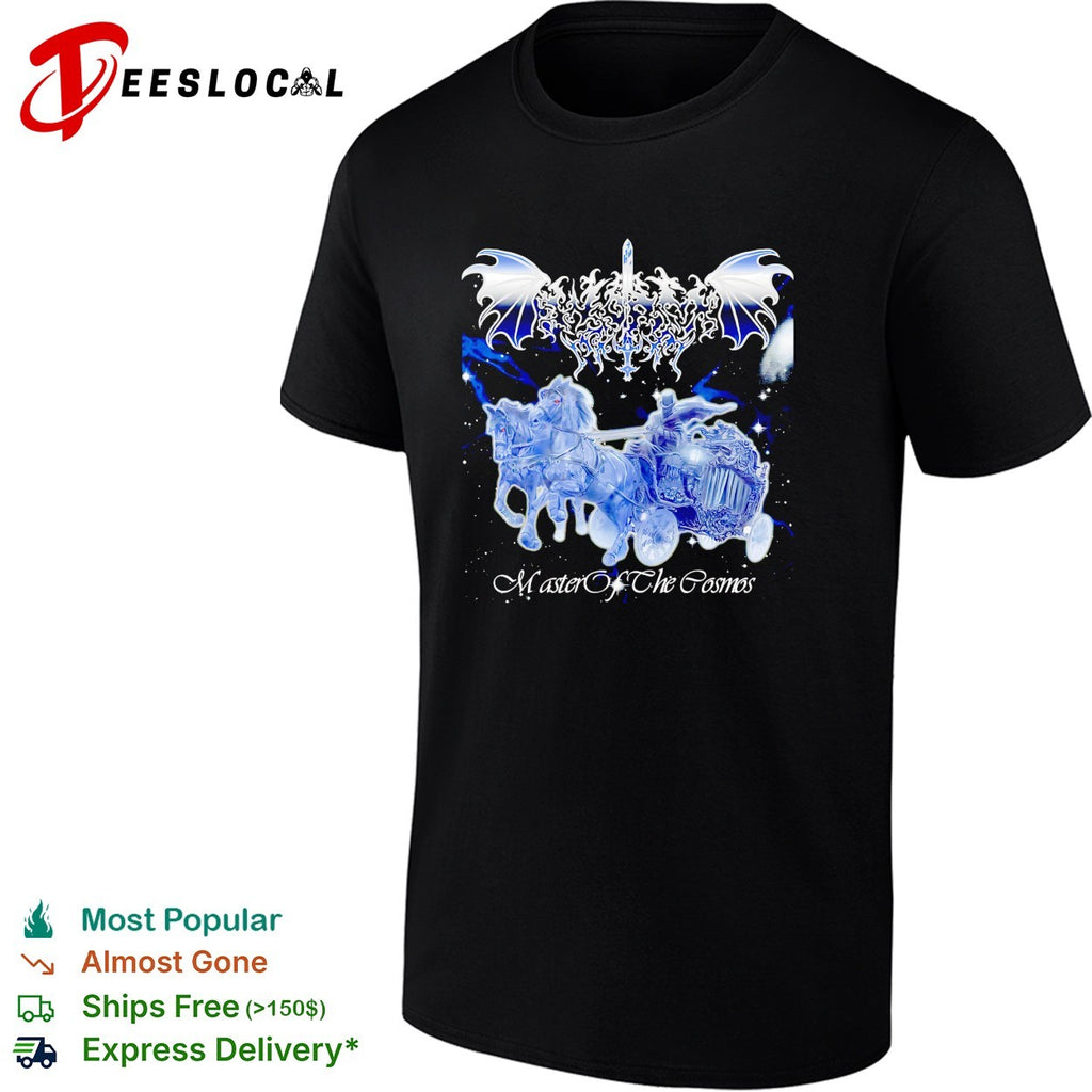 Master of the cosmos ghost chariot horse bat wings metal band shirt